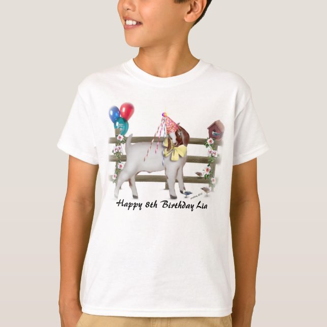Camiseta Personalice Adorable Boer Goat Kid Birthday Shrt (Anverso)