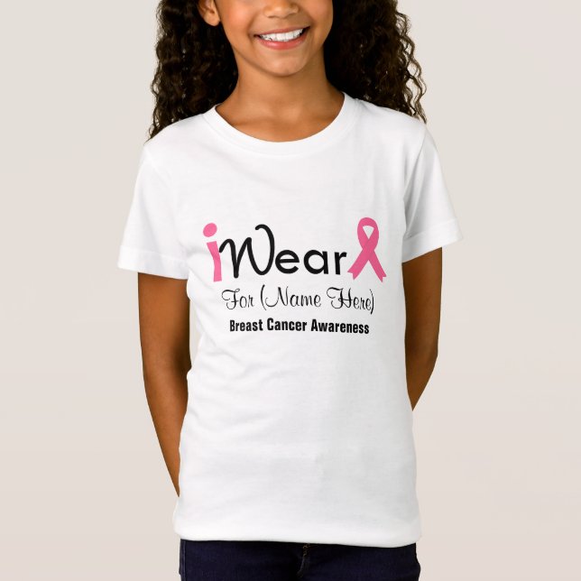 Camiseta Personalice al cáncer de pecho rosado de la cinta (Anverso)