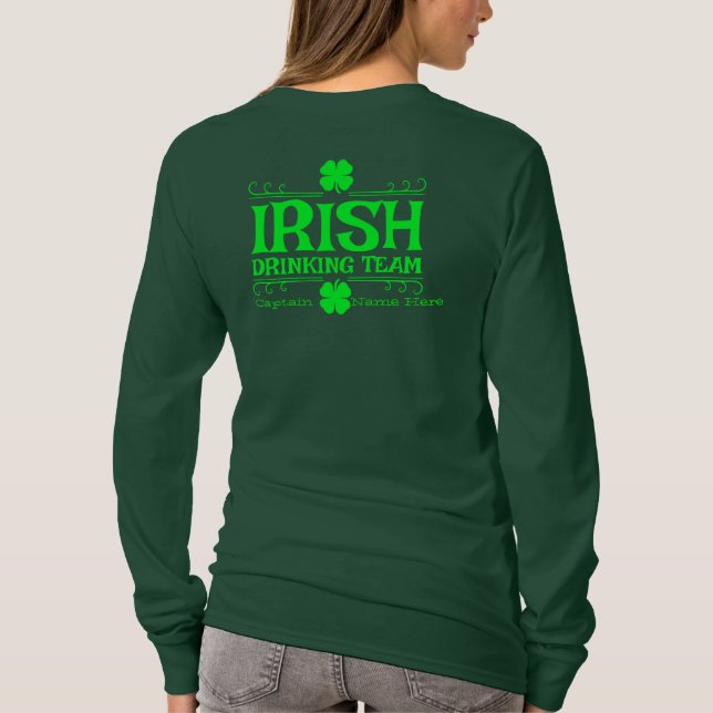 Camiseta Personalice al equipo irlandés de bebidas St. Patr (Reverso)