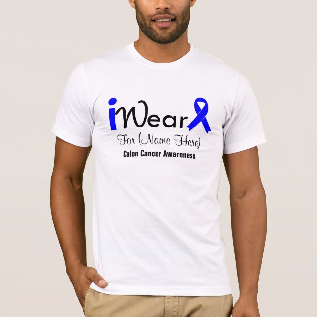 Camiseta Personalice el cáncer de colon de Blue Ribbon (Anverso)