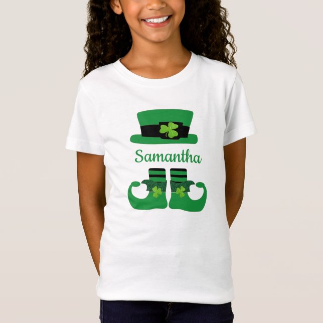 Camiseta Personalice el negro verde leprechaun de St. Patri (Anverso)
