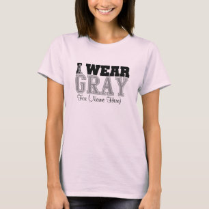 Camiseta Personalice el uso de cáncer cerebral de cinta gri