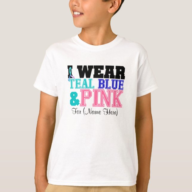 Camiseta Personalíceme llevan al cáncer de tiroides rosado (Anverso)