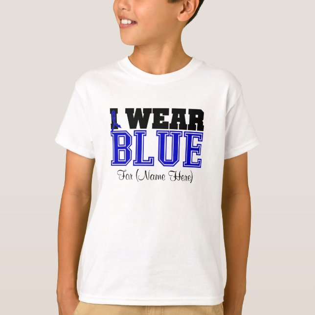 Camiseta Personalíceme llevan el cáncer de colon de Blue (Anverso)