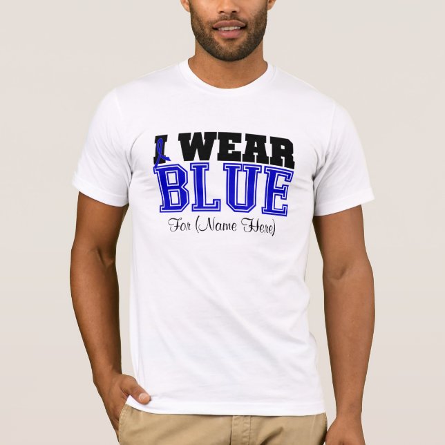 Camiseta Personalíceme llevan el cáncer de colon de Blue (Anverso)