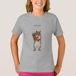 Camiseta Personaliza Cumpleaños Chica Ardilla con flor