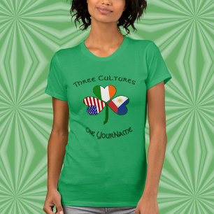 Camiseta Personaliza Filipinas Irlanda EE. UU. Trébol Mujer