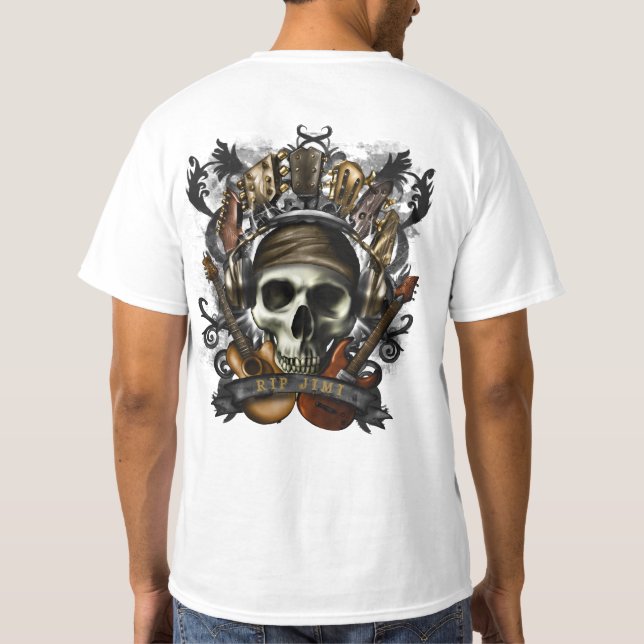 Camiseta Personaliza guitarras de Rock N Roll calavera de m (Reverso)