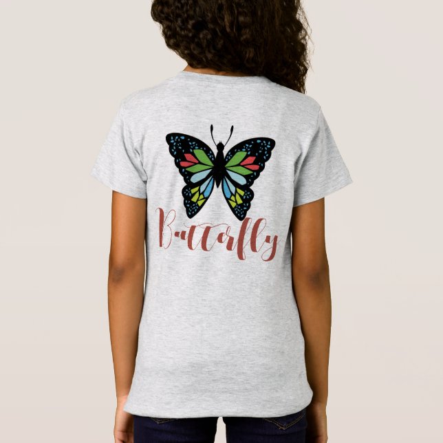 Camiseta Personaliza la hermosa mariposa y las alas colorid (Reverso)