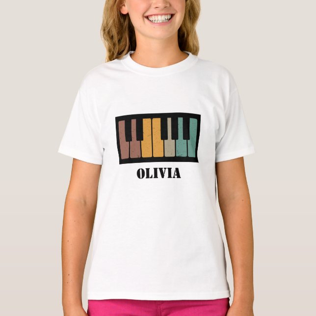 Camiseta Personaliza las teclas de piano en blanco y negro (Anverso)