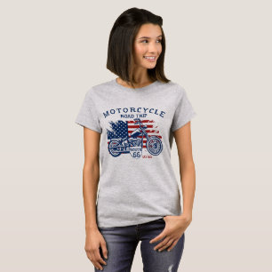 Camiseta Personaliza Ruta 66 Viaje en Motocicleta Bandera d