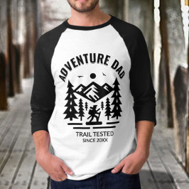 Camiseta Personalizable 3/4 papá de aventuras en blanco y n