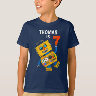 Camiseta Personalizable 7 años Robot de cumpleaños