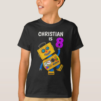 Camiseta Personalizable 8vo Robot de cumpleaños 8 años