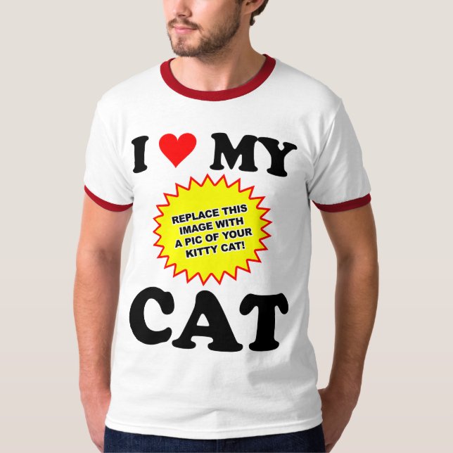 Camiseta PERSONALIZABLE Amo a mi gato (Anverso)
