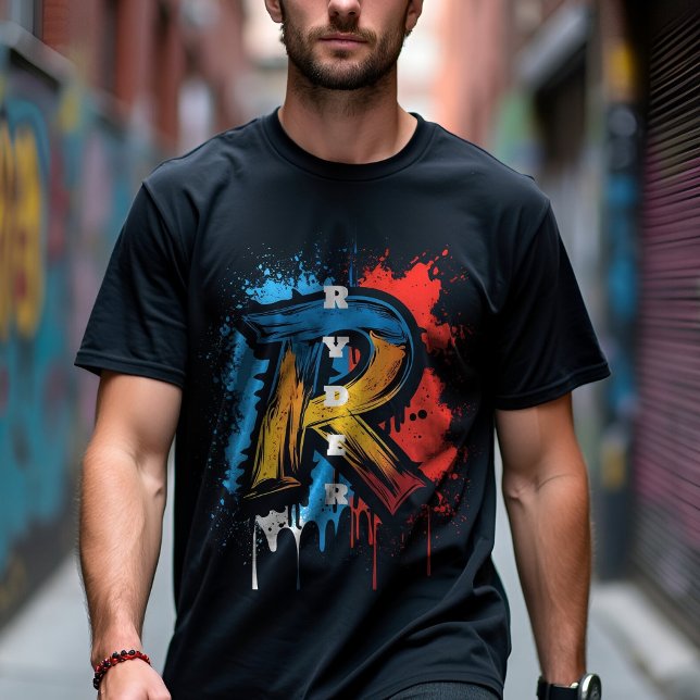 Camiseta Personalizable Audaz Graffiti Monograma 'R' Urban (Subido por el creador)