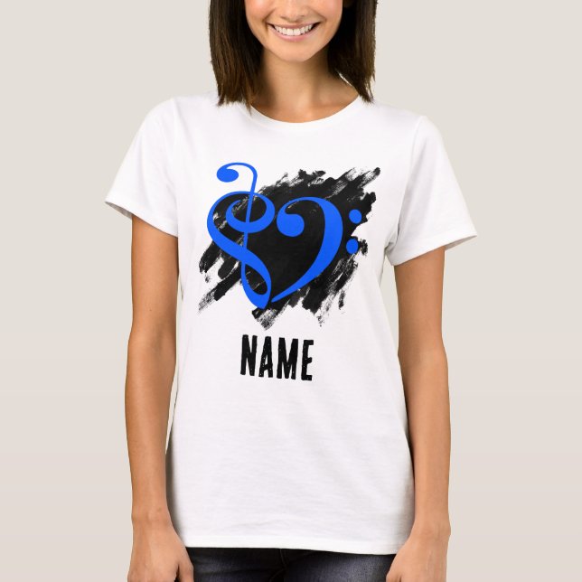 Camiseta Personalizable Azul Real del Corazón y el  Azul de (Anverso)