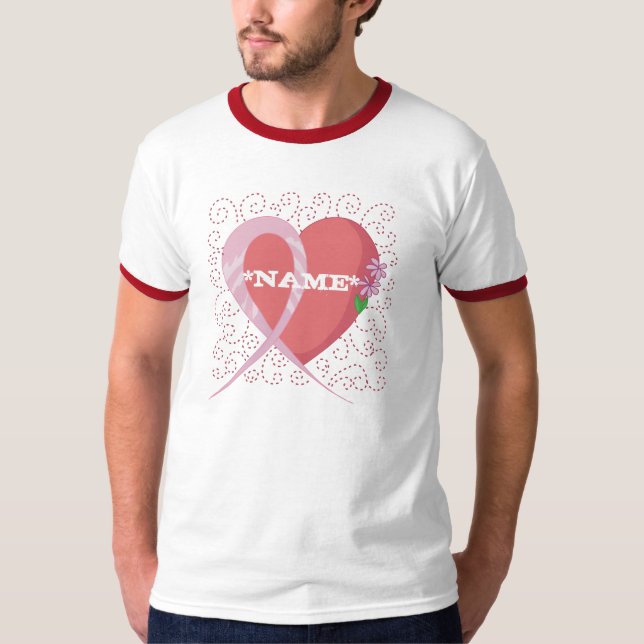 Camiseta Personalizable B del cáncer de pecho del corazón… (Anverso)