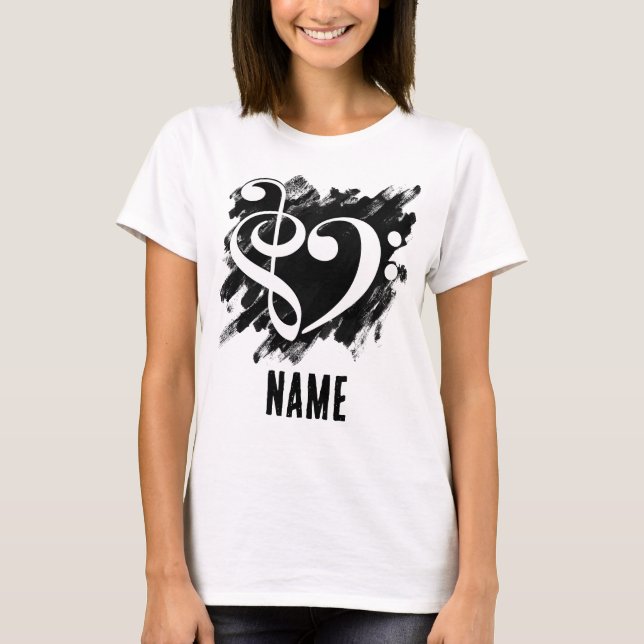 Camiseta Personalizable blanco del corazón del trébol y del (Anverso)