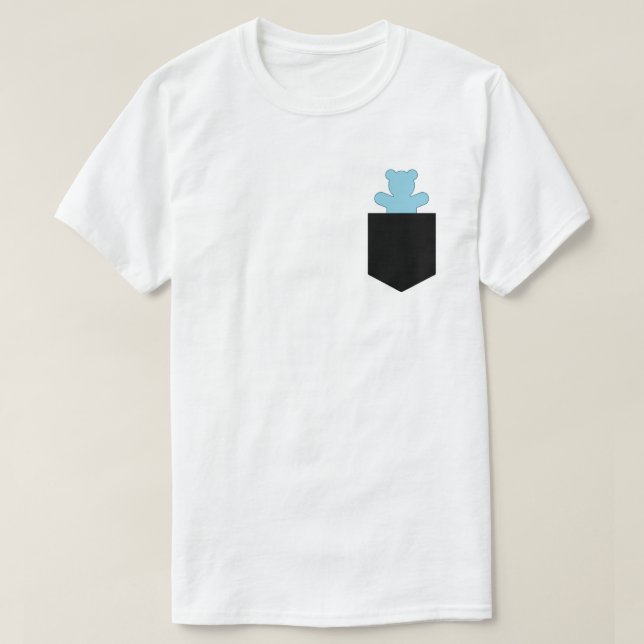 Camiseta Personalizable Bolsillo Oso Azul Cubo de goma (Diseño del anverso)