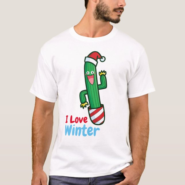 Camiseta Personalizable Cactus ama al invierno (Anverso)
