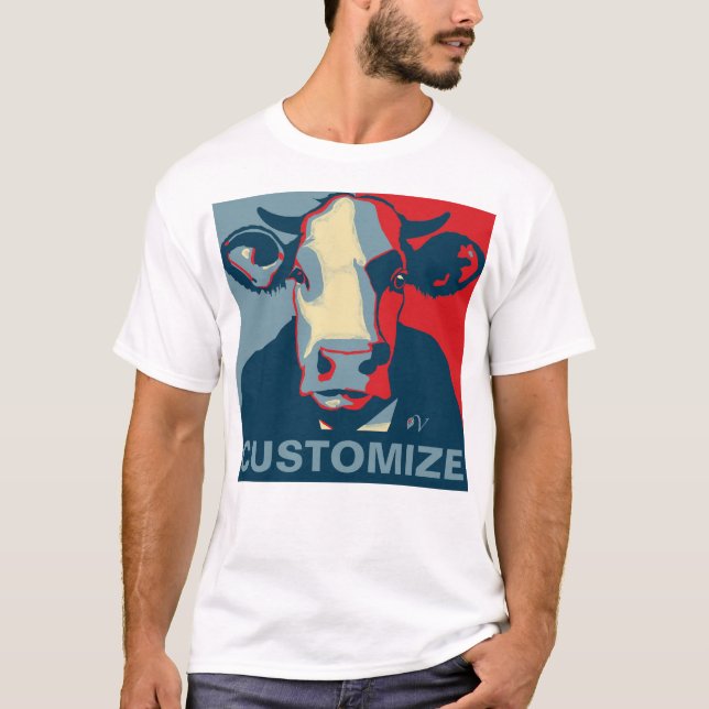 Camiseta ¡Personalizable! Camisas de arte pop azul rojo (Anverso)