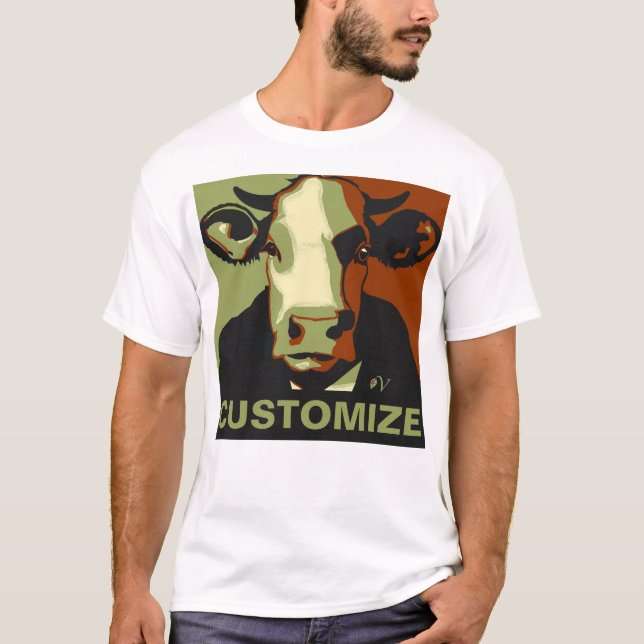 Camiseta ¡Personalizable! Camuflaje Pop Art Cow Tshirt (Anverso)
