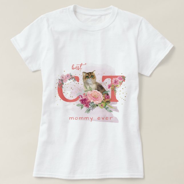 Camiseta Personalizable Curioso De Gatos Y Flores (Diseño del anverso)