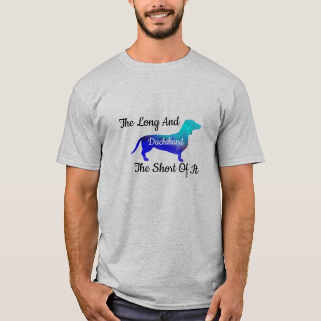 Camiseta Personalizable Dachshund verde azulado divertido (Anverso)