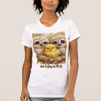 Camiseta personalizable de búhos y pollito