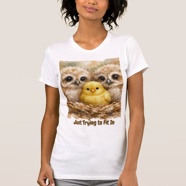 Camiseta personalizable de búhos y pollito (Anverso)