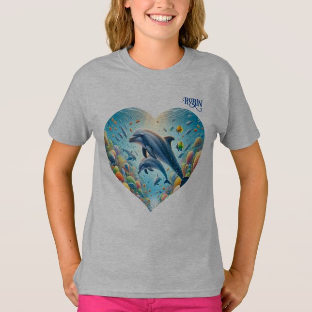 Camiseta Personalizable de Chica de Amor a los Delfines (Anverso)