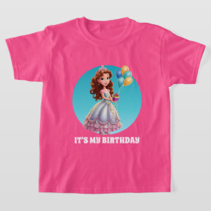 Camiseta Personalizable de cumpleaños de la princesa Cute c