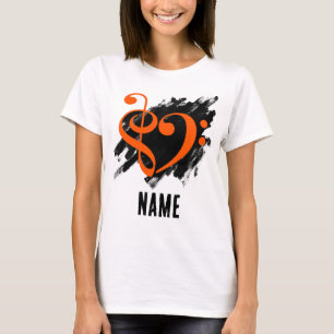 Camiseta Personalizable de Naranja del corazón del Treble y
