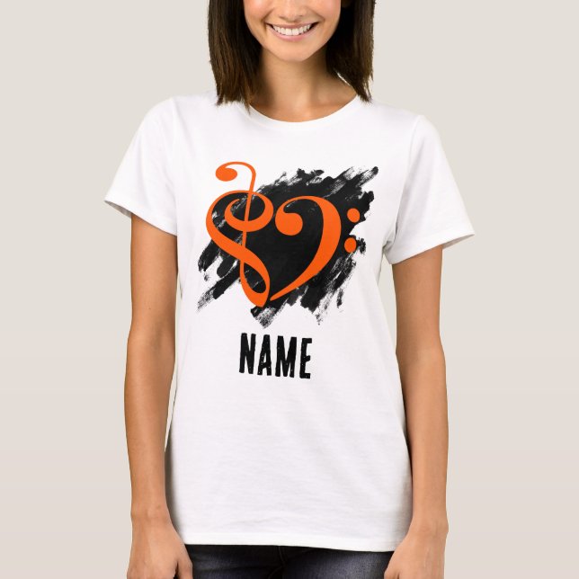 Camiseta Personalizable de Naranja del corazón del Treble y (Anverso)