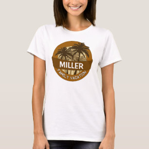 Camiseta personalizable de palmera naranja vacaciones famil