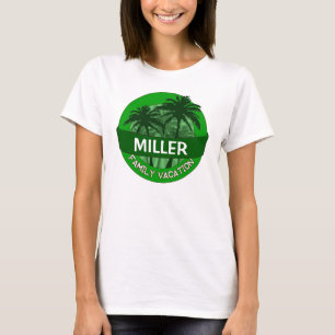 Camiseta Personalizable de palmera verde de vacaciones fami