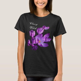 Camiseta Personalizable elegante Bruja en flores moradas ne