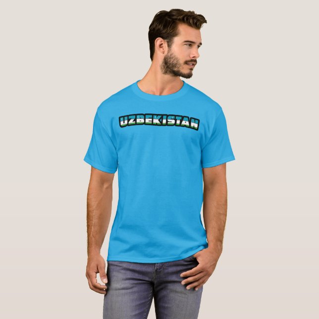 Camiseta Personalizable especial UZBEKISTÁN Turista negro (Anverso completo)