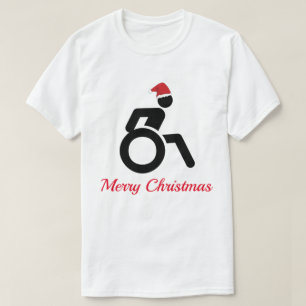Camiseta Personalizable Feliz Navidad con silla de ruedas y