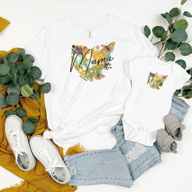 Camiseta Personalizable Heart Splatter Mama Mini Butterflie (Subido por el creador)