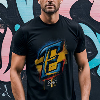Camiseta Personalizable Letra negrita del graffiti 'E' inic