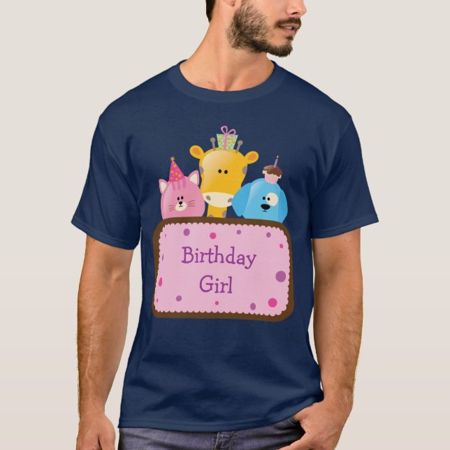 Camiseta Personalizable lindo del chica del cumpleaños de (Anverso)