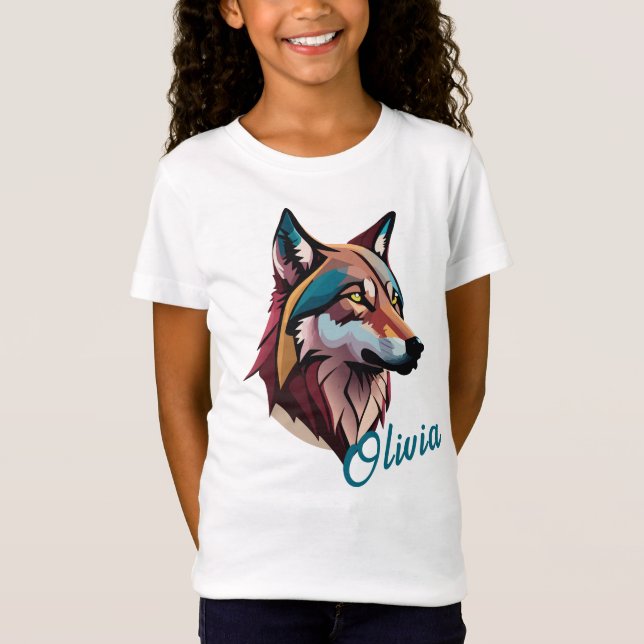 Camiseta Personalizable Lobo Artístico Tee - ¡Añade tu nomb (Anverso)