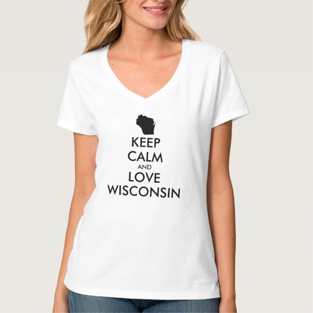 Camiseta Personalizable MANTENER LA CALMA Y AMAR A WISCONSI (Anverso)