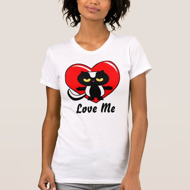 Camiseta Personalizable Me Ama Corazón De Zorro Valentine (Anverso)