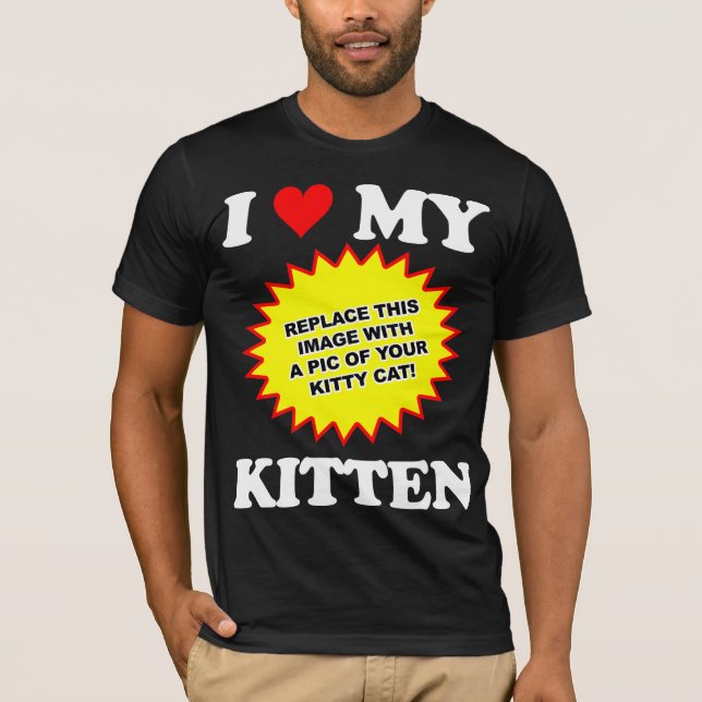 Camiseta PERSONALIZABLE me encanta mi gatito (Anverso)