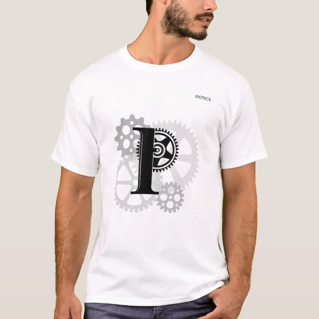 Camiseta Personalizable Monograma mecánico. "P" inicial (Anverso)