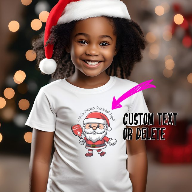 Camiseta Personalizable 🎅 Navidades pickleball (Super cute t-shirt with  Santa playing Pickleball, custom text)