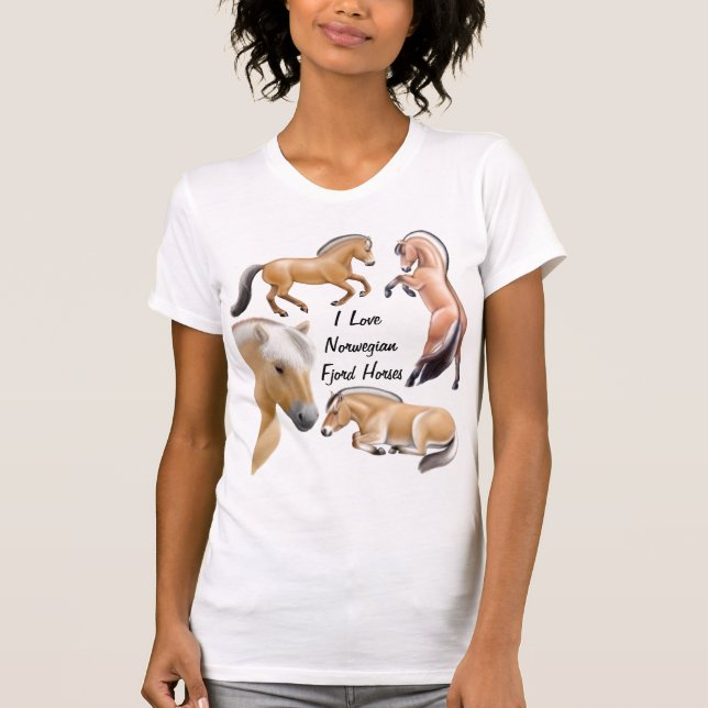 Camiseta Personalizable noruego del amor del caballo del (Anverso)
